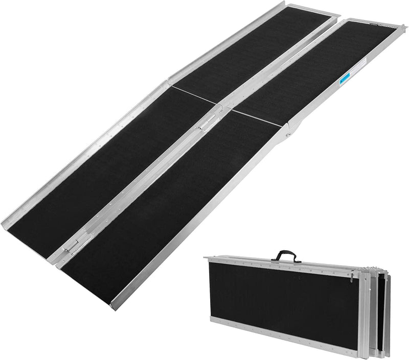 7FT Folding Aluminum Wheelchair Ramp with Handle, Utility Mobility Access Threshold Ramp