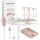 Momcozy Bottle Brush Set - Baby Bottle Cleaner Kit with Silicone Brush, Nipple Brush, Straw Brush, Soap Dispenser, Drying Rack - 7 in 1 Bottle Cleaning Tool for Home and Travel, Pink by TinyTreasures Baby Boutique