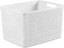 Curver Set of 4 Jute Large Decorative Plastic Organization and Storage Baskets, Perfect Bins for Home Office, Closet Shelves, Kitchen Pantry and All Bedroom Essentials, White by TinyTreasures Baby Boutique