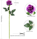 Purple Fake Roses Artificial Flowers - 16 Pcs Fake Artificial Roses Silk Flowers with Stems for Home Wedding Hotel Office Centerpiece Decor by CozyNest Decor