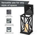 Glitzhome Modern Farmhouse Wooden Lantern Hanging Decorative Candle Lantern for Outdoor & Indoor Black Set of 2 (No Glass) by CozyNest Decor