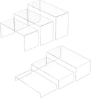 Acrylic Display Risers 6pcs, Clear Rectangular Display Organizer Stands, Acrylic Display for Funko Pop Figure, Desserts, Cupcake, Toys, Collectibles, Merchandises - 7.5''x8''x8.5''x9''x9.5''x10'' by CozyNest Decor