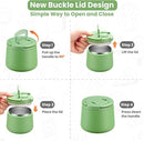 14oz Insulated Vacuum Food Jar with Buckle Lid,Soup Thermo for Hot Food Kids,Wide Mouth Leakproof Stainless Steel Lunch Container with Spoon-Green by TinyTreasures Baby Boutique