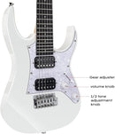 Bullfighter 34 Inch Kids Mini Strat Electric Guitar for Boys Girls, Beginner’s Electric Guitar Kit with Gig Bag, Picks, Cable, Strap, Extra Strings D120-R (blue) (White) by TinyTreasures Baby Boutique