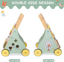 Wooden Baby Walker, Multiple Learning Activities Center Develops Motor Skills for Infant to Toddler, Push and Pull Walkers with Wheel for Boys Girls by TinyTreasures Baby Boutique