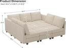 Belffin Corduroy Modular Sectional Sofa 9 Seat Convertible Sectional Sleeper Sofa Bed with Storage Ottomans Modular Sectional Couch Bed for Living Room Beige by CozyNest Decor