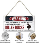 Warning Sign, Killer Ducks Warning Wood Plaque Sign, Funny Door Signs, Decorative Wood Hanging Suspension Plaque, Farmhouse Wooden Wall Decor, Outdoor Hanging Wooden Signs by CozyNest Decor