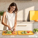 SMIRLY Plastic Cutting Board Set with Holder 3 Pieces, Non-Slip Dishwasher Safe Chopping Boards for Kitchen, Yellow by CozyNest Decor
