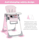 INFANS High Chair for Babies & Toddlers, Foldable Highchair with Multiple Adjustable Backrest, Footrest and Seat Height, Removable Tray, Detachable PU Leather Cushion, Built-in Rear Wheels (Pink) by TinyTreasures Baby Boutique