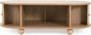 Oval Coffee Table with Storage for Living Room, Retro Charm Wooden Fluted Center Table, 47.24" Modern Classic Accordion Door Coffee Tables Dual Level Storage Side Table for Home,Office-Natural by CozyNest Decor