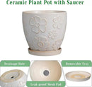 10 Inch Ceramic Planter Pot Large Plant Pot for Indoor Plants Outdoor Round Flower Pot with Drainage Hole and Saucer for Home Garden Decor White by GreenHaven Gardens