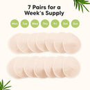Organic Nursing Pads - 14 Washable Viscose Derived from Bamboo Breastfeeding Pads, Wash Bag, Reusable Breast Pads for Breastfeeding, Nipple Pads for Breastfeeding Essentials(Bare Beige, M 3.9") by TinyTreasures Baby Boutique