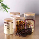Glass flour Jars with Airtight Lids, 6 Pack Sugar and Flour Salt Containers Set, Extra Large Glass Rice Jar with Bamboo lid for Kitchen, Brown Suger, Beans, Groub Coffee (100OZ/54OZ/27OZ) by CozyNest Decor