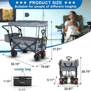 SKYMANOR Collapsible Wagon with Removable Canopy, 3-in-1 Heavy Duty Garden Cart with Big All-Terrain Wheels, Brakes, Adjustable Push Pull Handle, Cooler Bag, 300LBS Wagon Cart for Camping (Grey) by GreenHaven Gardens