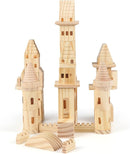 75 Pieces Wooden Castle Blocks Medieval Knights Princesses Wooden Castle Building Blocks Kit for Kids Boys and Girls by TinyTreasures Baby Boutique