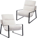 DUOMAY Modern White Sherpa Accent Chair Set of 2, Comfy Lounge Lazy Chair with Metal Leg, Mid-Century Corner Arm Chair for Living Room Bedroom Office Apartment by CozyNest Decor