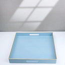 Spsyrine Light Blue Decorative Tray for Living Room, Square Modern Plastic Coffee Serving Table Tray for Ottoman Bathroom Kitchen, 13"*13". by CozyNest Decor
