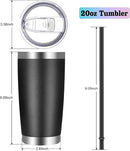 VEGOND 20oz Tumbler with Lid and Straw Stainless Steel Tumbler Cup Bulk Vacuum Insulated Double Wall Travel Coffee Mug Powder Coated Coffee Cup, Black 12 Pack by TinyTreasures Baby Boutique
