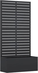 Casaphoria Metal Raised Garden Bed with Trellis, 59"x30"x12" Planter Box for Climbing Plants, Vegetables & Vines, Features Drainage Holes and Privacy Screen (Black-Louvered) by GreenHaven Gardens