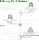 OVICAR Rotating Window Plant Shelves - Indoor Wall Plant Stand 3-Tier Floral Metal Window Shelf Holder for Multiple Plants with Hanging Hooks Home Decor White by GreenHaven Gardens