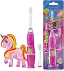 Brush-Baby - KidzSonic Unicorn Kids Electric Toothbrush, Ages 3+ Years - DeepClean Bristles, Suction Base - Fun Design with Flashing Lights - 2 x Replacement Heads & 1 x AAA Battery by TinyTreasures Baby Boutique