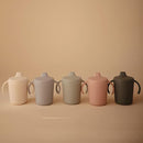 mushie Trainer Sippy Cup | Made in Denmark | Leak Resistant Twist-Off Lid & Handles | 6 Months + (Cloud) by TinyTreasures Baby Boutique