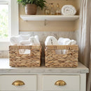 Woven Basket For Shelves, Baskets for Organizing, Wicker Storage Basket with Built-in Handles, Natural Baskets for Toys, Kitchen Storage (Medium 2-Pack, Natural Water Hyacinth) by TinyTreasures Baby Boutique