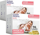 The Clean People Laundry Detergent Pods - Recyclable Packaging, Hypoallergenic, Stain Fighting - Ultra Concentrated, Laundry Soap -Baby (Unscented), 192 Pack by TinyTreasures Baby Boutique