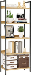 NUMENN Bookshelf, 5 Tier Bookshelves, Home Office Bookcase Shelf Storage Organizer, Free Standing Storage Shelving Unit for Bedroom, Living Room and Home Office, Natural by CozyNest Decor