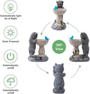 Solar Cat Statues for Bird Bath: Outdoor Sculptures for Garden Lawn Patio Yard Balcony Porch - Unique Gifts for Mother Grandma Women by GreenHaven Gardens