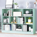 IOTXY Open Shelf Low Bookcase - Wooden 3-Tier Floor Standing Display Cabinet Organizer with Base, 10 Cubes Short Horizontal Bookshelf in Tiffany-Green by CozyNest Decor