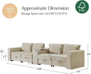 HULALA HOME 148" Modular Sectional Sofa with USB Port and Console, 4 Seater Sofa with Storage Ottoman, Oversized Sectional Couches for Living Room, FSC Certified, Beige by CozyNest Decor