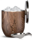 SNOWFOX Plus, Premium Vacuum Insulated Stainless Steel Ice Bucket with Lid/Scoop,Home Bar Accessories,Elegant Bartending Ice Buckets for Parties,Beautiful Outdoor Entertaining Supplies,3L,Dark Walnut by CozyNest Decor