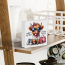 Funny Cute Highland Cow Baby Decor, Cow With Pink Bow, Highland Cow Gifts for women, Western Highland Cow Nursery Decor, Wooden Box Decor Sign for Home Farmhouse Office Living Room Table Shelf by CozyNest Decor