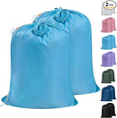 Polecasa Heavy Duty Large Laundry Bag with 130gsm Tear Resistant Fabric and Handles, Easy to Carry Durable Dirty Clothes Drawstring Bag, Perfect for College Dorm,Travel, 2 Pack 28”x36”,Gulf Blue by TinyTreasures Baby Boutique