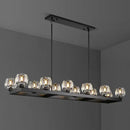 59 Inch Black Rectangle Wagon Wheel Chandeliers, Black Chandelier for Dining Room Over Table, Modern Crystal Long Chandelier, Farmhouse Large Linear Chandeliers for Kitchen Island by CozyNest Decor