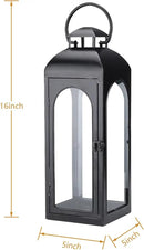 Bdor 16 Inches Metal and Tempered Glass Candle Lantern - Premium Outdoor Lantern, Decorative Lanterns with Handcrafted Design for Patio, Garden & Indoor Decor by CozyNest Decor