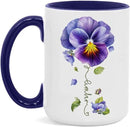 Pansy Design Ceramic Cup, Personalized Name Flower Themed Mug, Custom Coffee Cup For Pansy Flower Lover, Customized Floral Accent Mug 11oz 15oz, Pansy Cup Gift For Daughter by CozyNest Decor