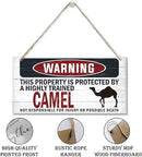 Warning Sign, Camel Warning Wood Plaque Sign, Funny Door Signs, Decorative Wood Hanging Suspension Plaque, Farmhouse Wooden Wall Decor, Outdoor Hanging Wooden Signs by CozyNest Decor