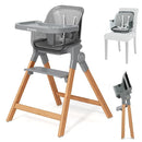 Ezebaby Foldable Wooden High Chairs, 3-in-1 Convertible Baby High Chair, Dining Booster Seat, Toddler Chair, Easy Clean High Chairs for Babies and Toddlers with Large Adjustable Tray- Transparent Gray by TinyTreasures Baby Boutique