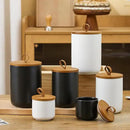 Ceramic Storage Jars, Modern Elegant Highly Polished Airtight Gorgeous Storage Canisters with Wooden Lid Small Food Stroage Jar for Kitchen Spice Tea Vanilla Sugar Coffee Beans (Black tuba) by CozyNest Decor
