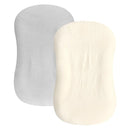Hooyax Baby Lounger Cover 2 Pack - 100% Muslin Cotton Newborn Lounger Pillow Covers Only, Soft Breathable Infant Lounger Cover with Reinforced Stitching, Fits Most Standard Baby Loungers (Grey Cream) by TinyTreasures Baby Boutique