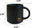 COLLECTIVE HOME - Black Monogram Ceramic Mugs, 15 oz Golden Initial Coffee Cups, Elegant Alphabet Tea Mugs, Personalized Halloween Mug with Gift Box, Perfect for Office and Home Décor (m) by CozyNest Decor
