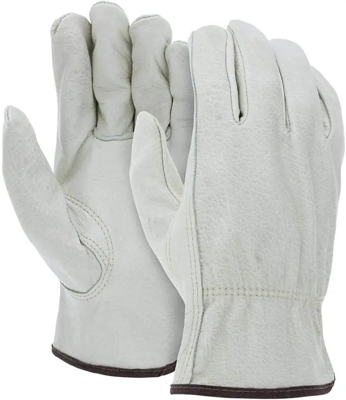 ATERET 36 Pairs Medium Heavy Duty Durable Cowhide Leather Work Gloves I Driver Gloves for Truck Driving, Warehouse, Gardening, Farming