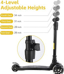 3 Wheel Scooter for Kids Ages 6-12,Kids Scooter with Light Up Wheels, Sturdy Deck Design, and 4 Height Adjustable Suitable for Kid Ages 3-12 by TinyTreasures Baby Boutique