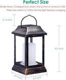 TomCare Solar Lights Metal Flickering Flame Solar Lantern Outdoor Hanging Lanterns Lighting Heavy Duty Solar Powered Waterproof LED Flame Lights for Patio Garden Christmas Decorations, 2 Pack (Bronze) by GreenHaven Gardens