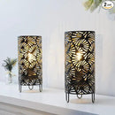 JHY DESIGN Set of 2 Metal Lamp Battery Powered 9''High Accent Cordless Lamp with LED Bulb Huge Fan Patterned Battery Lamp for Weddings Parties Patio Garden Indoors Outdoors Table Bed Room by GreenHaven Gardens