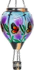 Butterfly Flower Solar Hot Air Balloon Lantern with Flame, Glass Balloon Lantern Outdoor Waterproof Lights, Hanging Solar Lights for Outside Garden Patio Porch Tree Yard Gift for Mom by GreenHaven Gardens