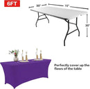 IVAPUPU 2 Pack 6FT Table Cloth for Rectangular Fitted Events Stretch Purple Table Covers Washable Spandex Tablecloth Protector for Party, Wedding, Cocktail, Banquet, Festival by CozyNest Decor