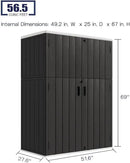 KINYING Outdoor Vertical Storage Shed,57 Cu.ft Outdoor Storage Cabinet Waterproof,Resin Sheds & Outdoor Storage Clearance for Garden,Patio,Backyard,Lockable (Black) by GreenHaven Gardens